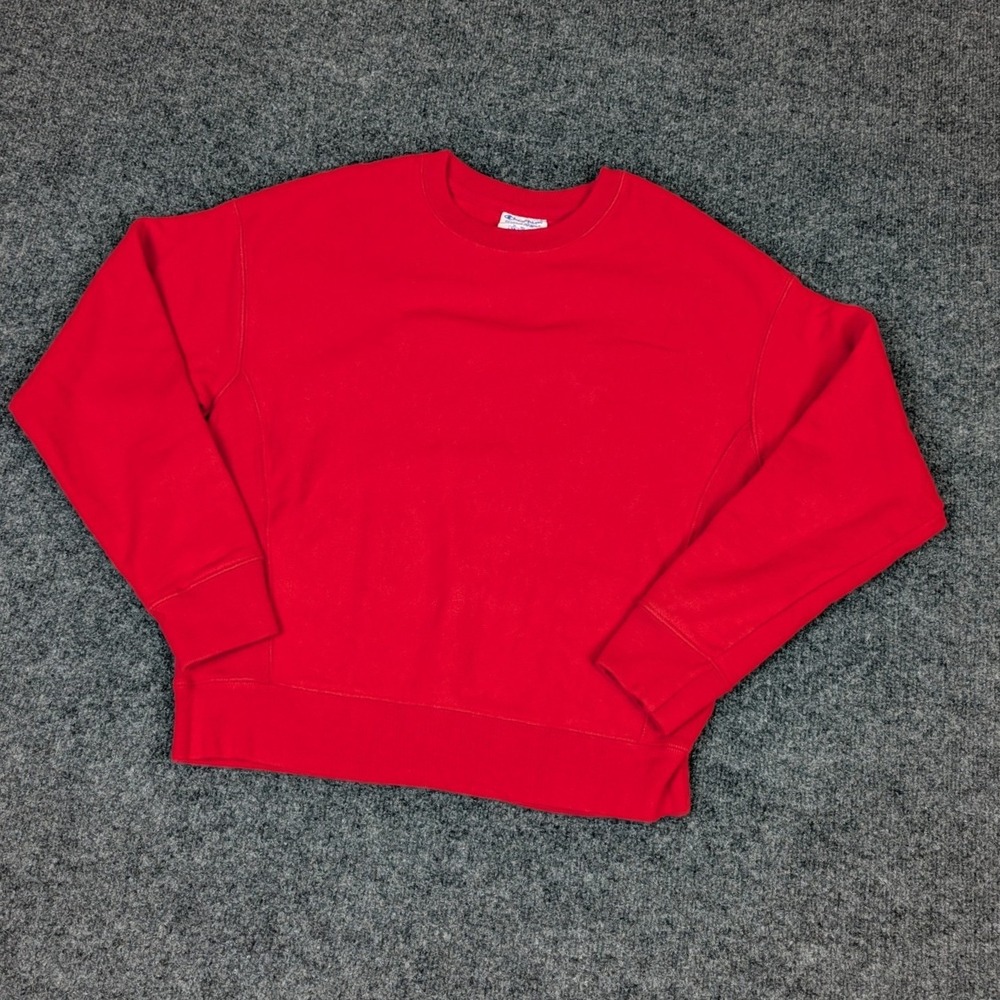 Champion Reverse Weave Sweatshirt Mens Medium Red Crewneck Cotton Blend Fleece